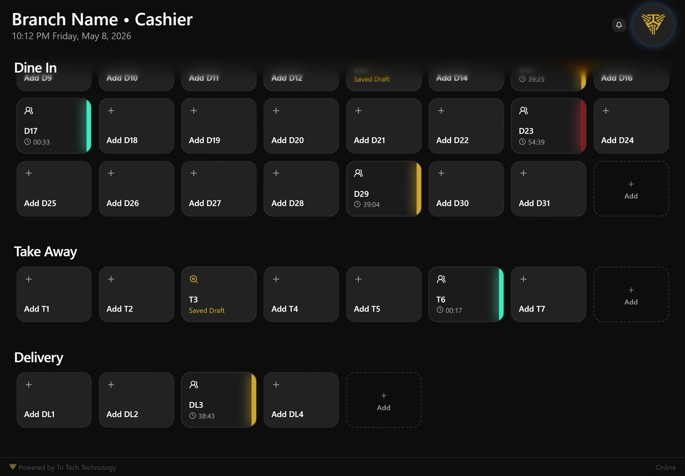 TTT POS iPad cashier screen